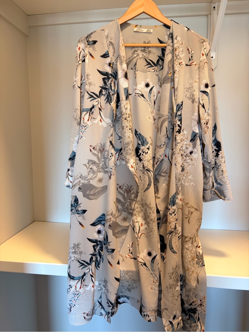 Dex Light Gray Floral Duster Jacket